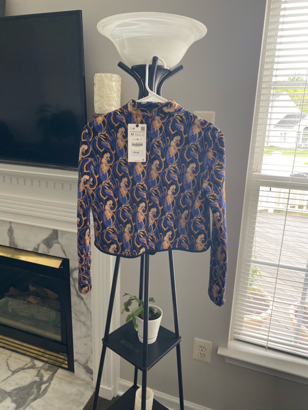 NWT Zara Printed High Neck Cropped Top - Size M - Picture 3 of 11